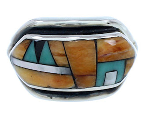 Silver And Multicolor Inlay Ring Size 5-1/2 YS72547